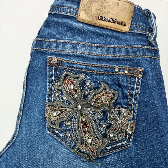 Grace Denim - Grace in LA RHINESTONE embellished jeans 25 boot