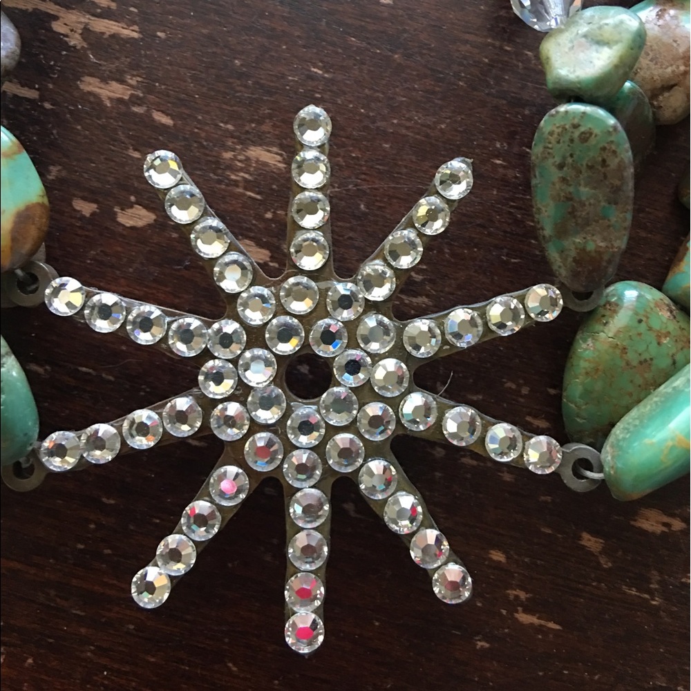 True Turquoise Stone - Rodeo Necklace - Rhinestone - Picture 2 of 2