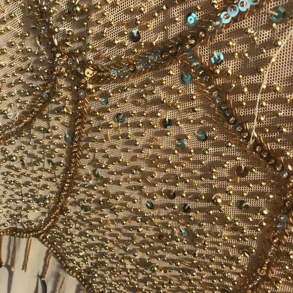 Attitudes by Debra gold beaded sheer gown - Picture 3 of 4