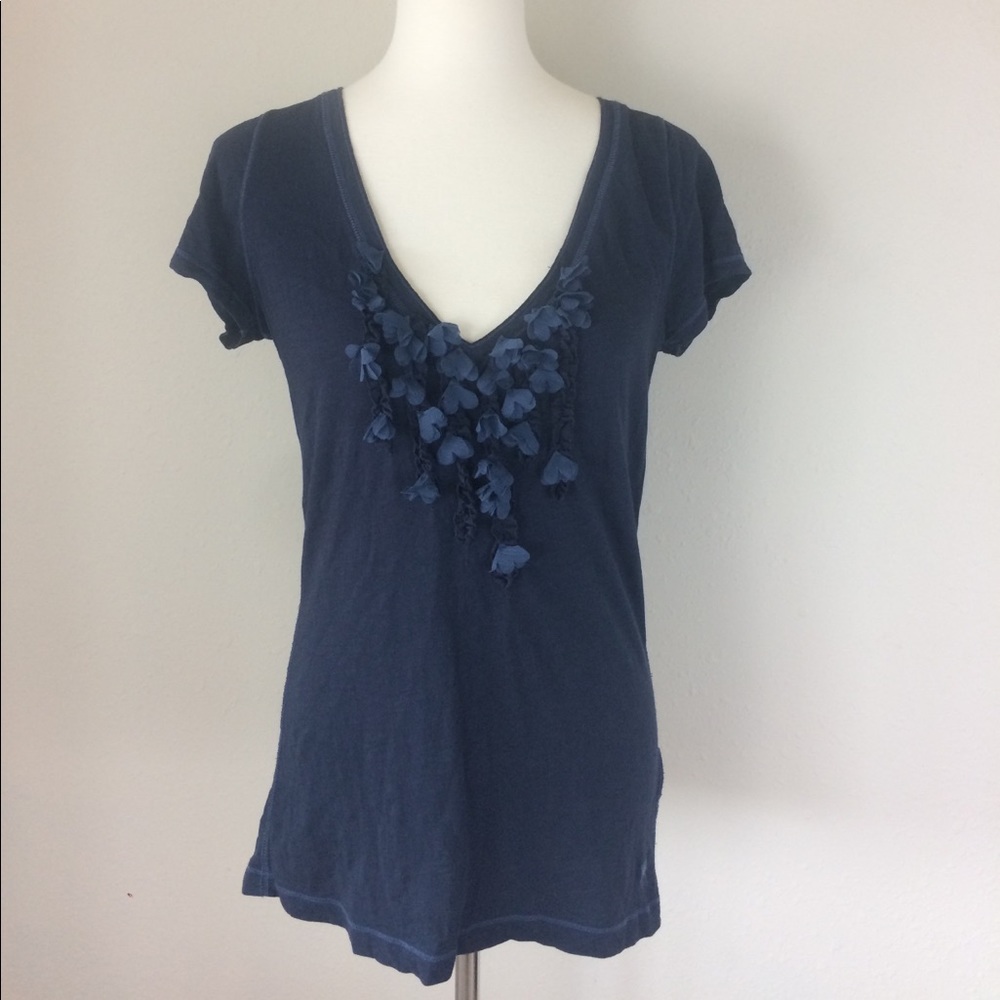 Abercrombie Embellished Navy V-neck T-shirt