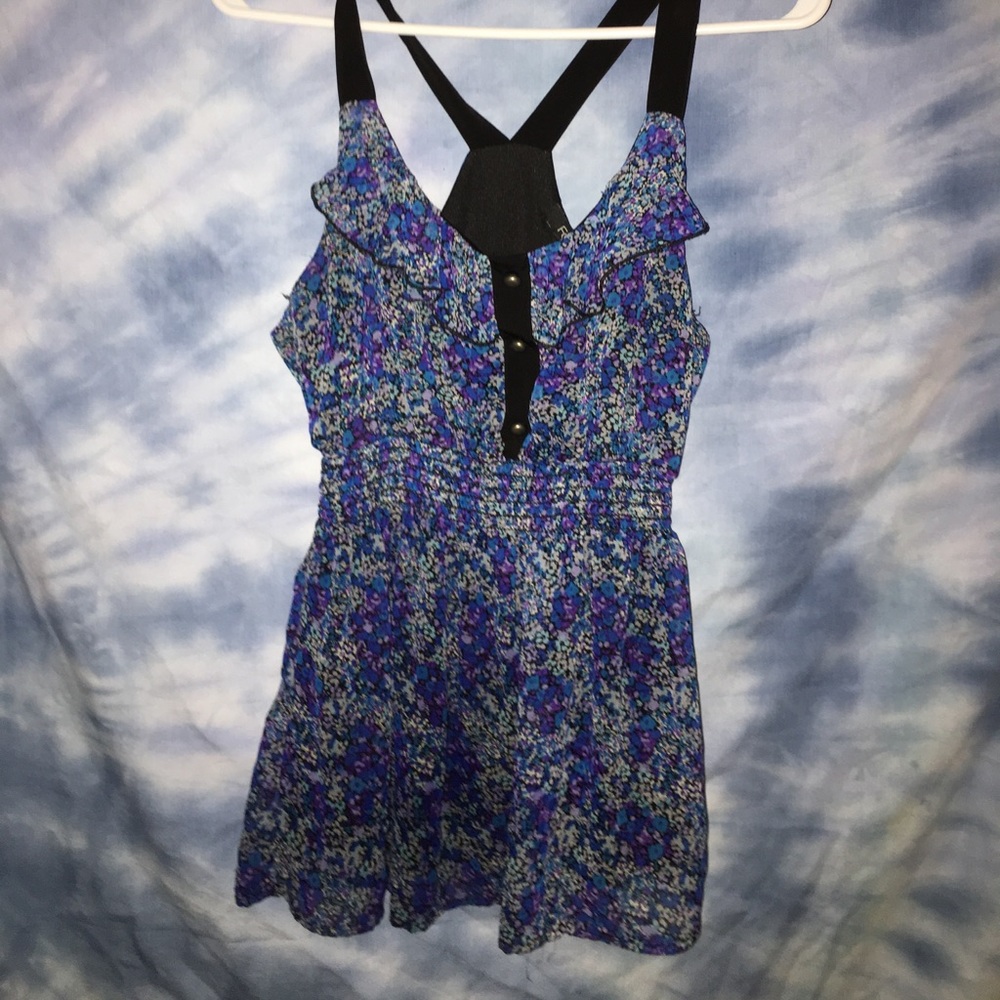Forever21 Floral Scoop Neck Tank w Shear top layer