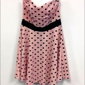 [XL] Pink and black strapless dress