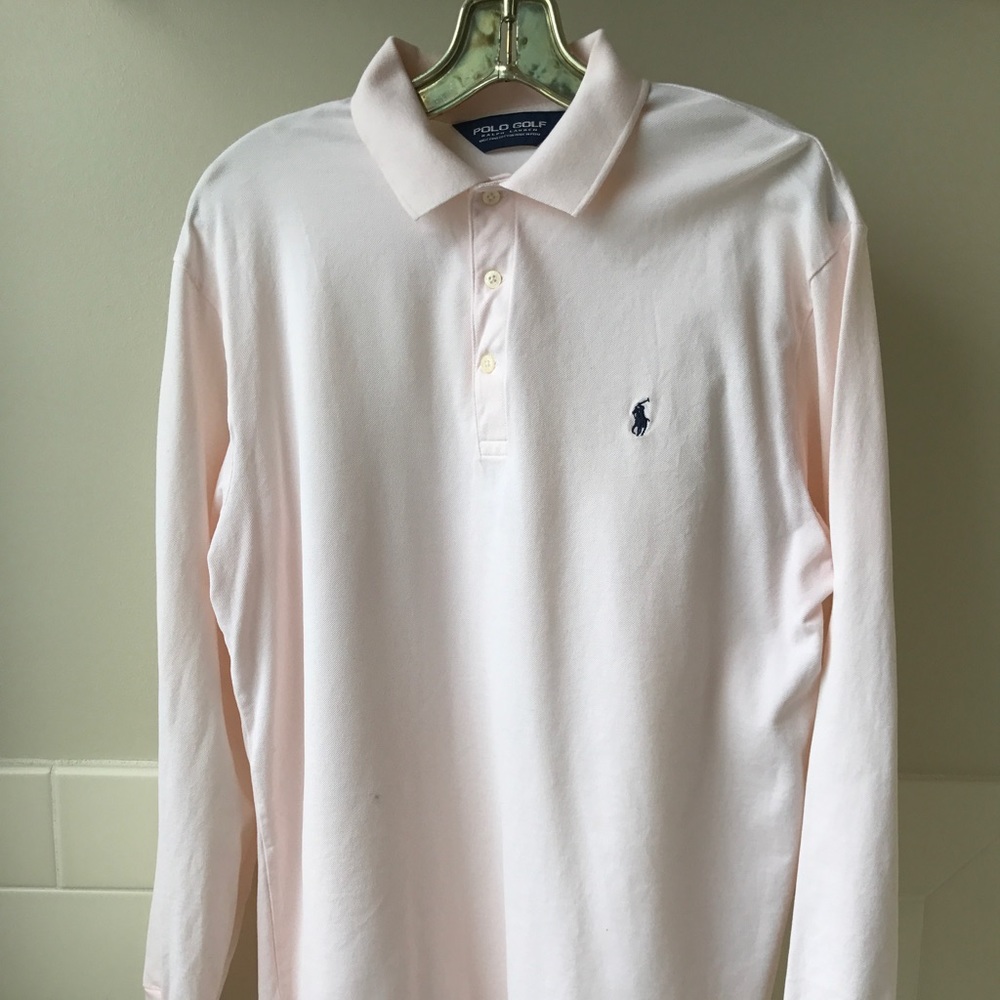 Polo long sleeve light pink mens' shirt