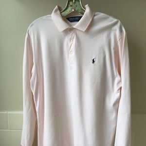 Polo long sleeve light pink mens' shirt