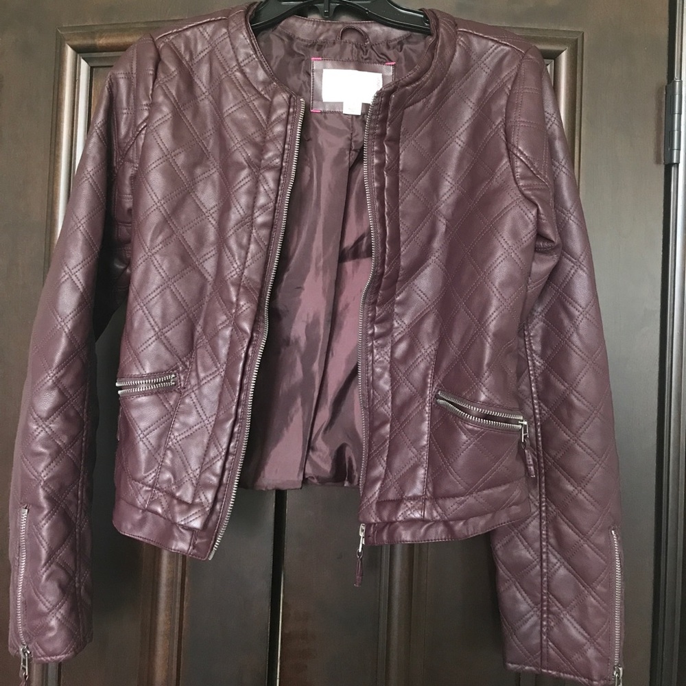 Faux leather quilted jacket
