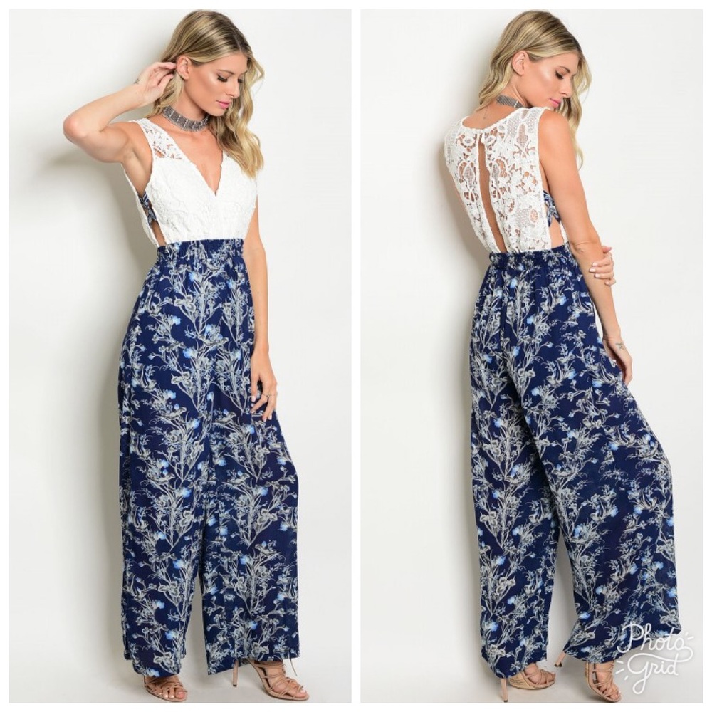 Navy White Jumpsuit