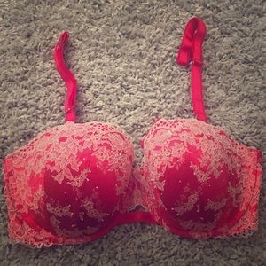 Victoria's Secret Multi Way Red w Lace Bra 34DDD
