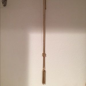 Gold tasseled necklace