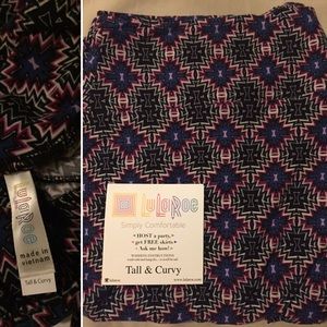 Lularoe TC Black and Purple funky diamonds