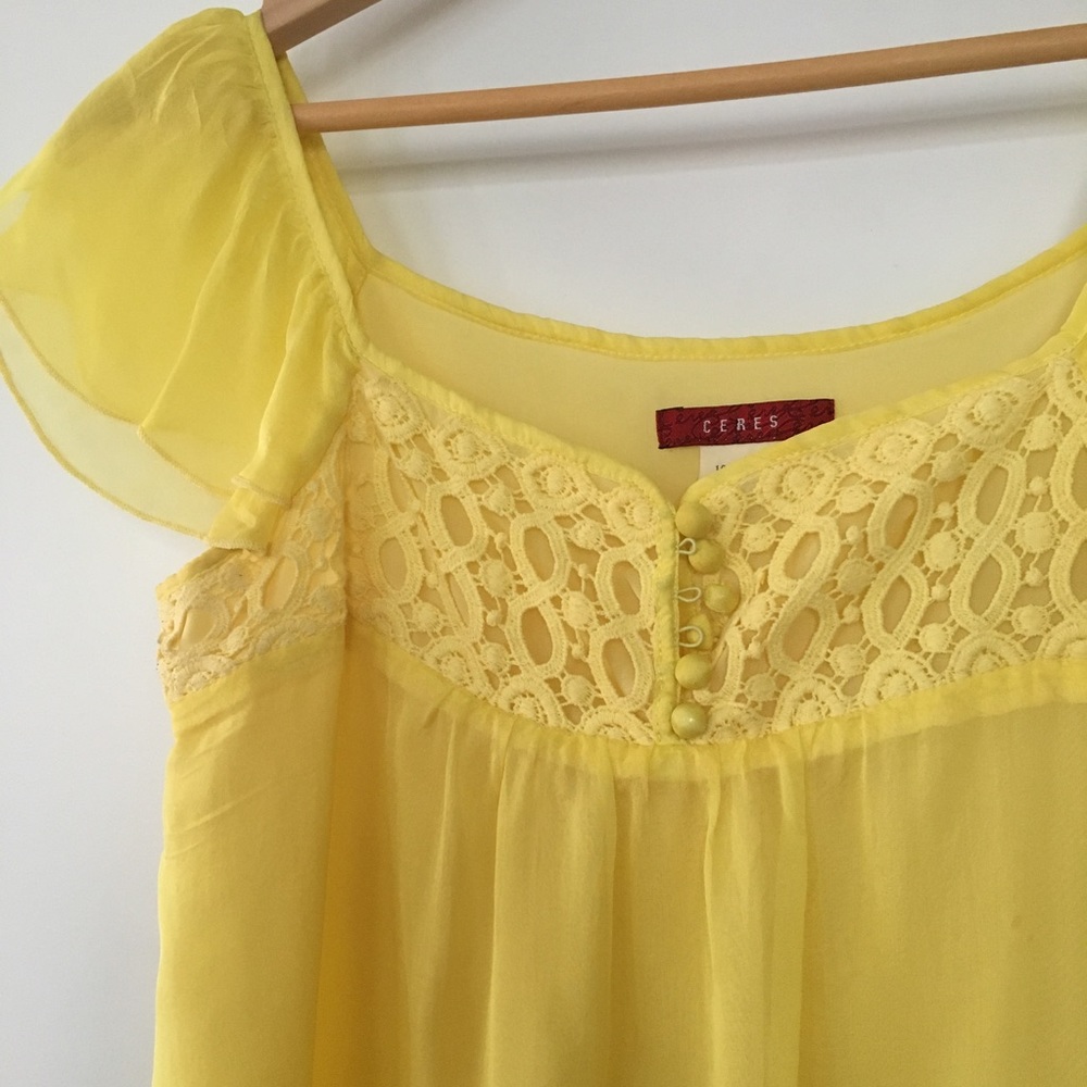 Silk yellow top with embroidery