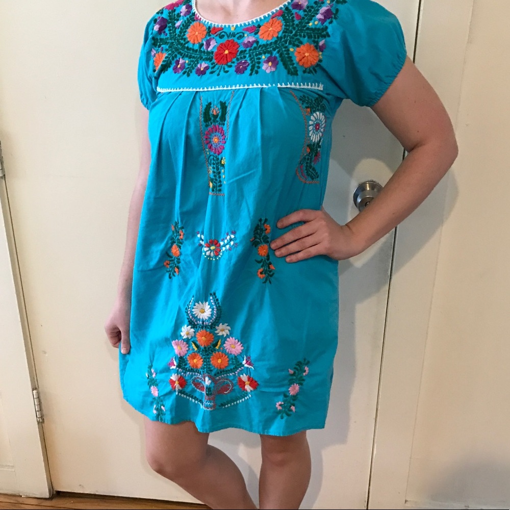 Mexican-Inspired Embroidered Cotton Dress
