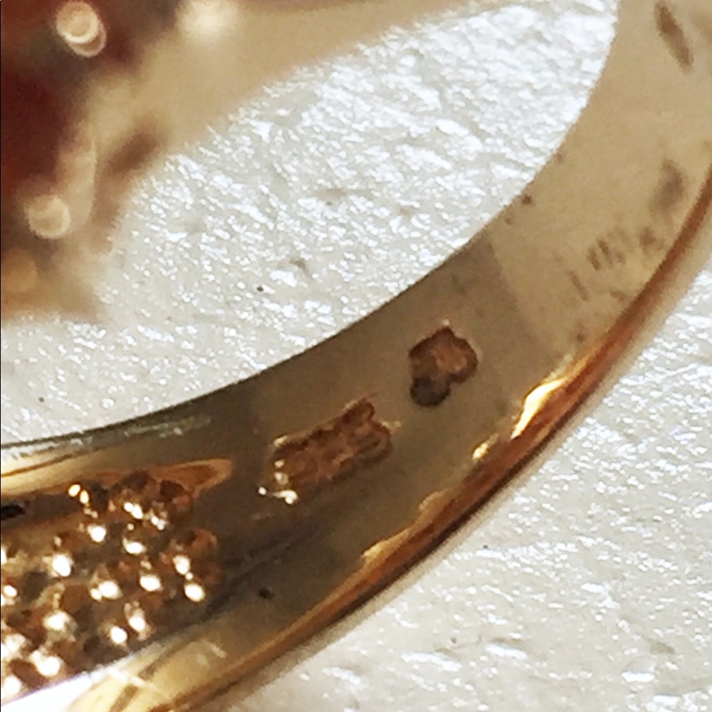 925 gold vermeil orange cubic zirconia ring - Picture 4 of 5