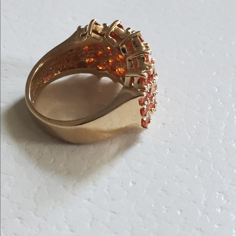 925 gold vermeil orange cubic zirconia ring - Picture 5 of 5
