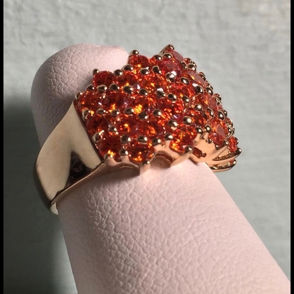 None Jewelry - 925 gold vermeil orange cubic zirconia ring