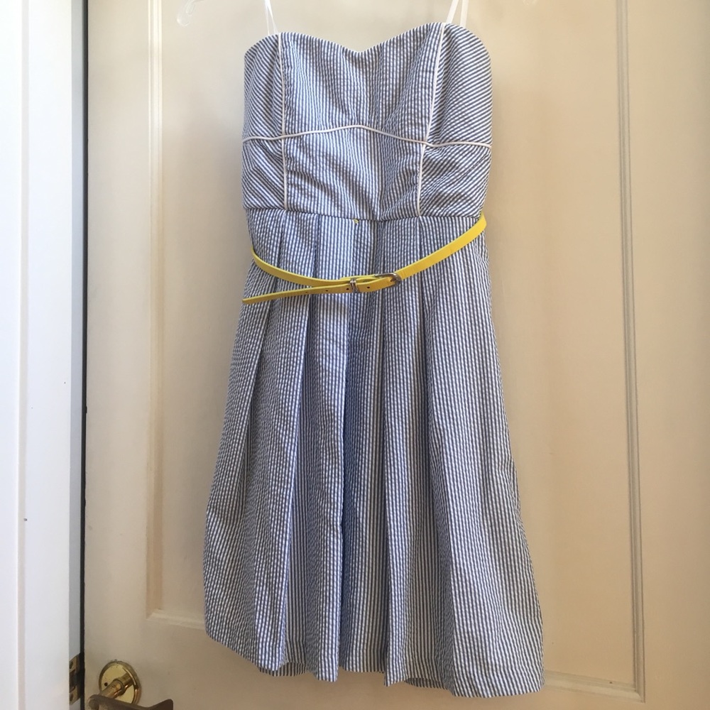 Strapless searsucker dress