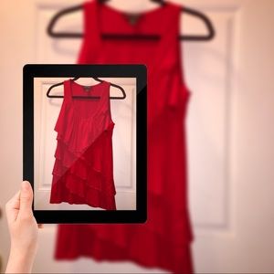 WHBM Tiered and studded Top. Red &a Fabulous