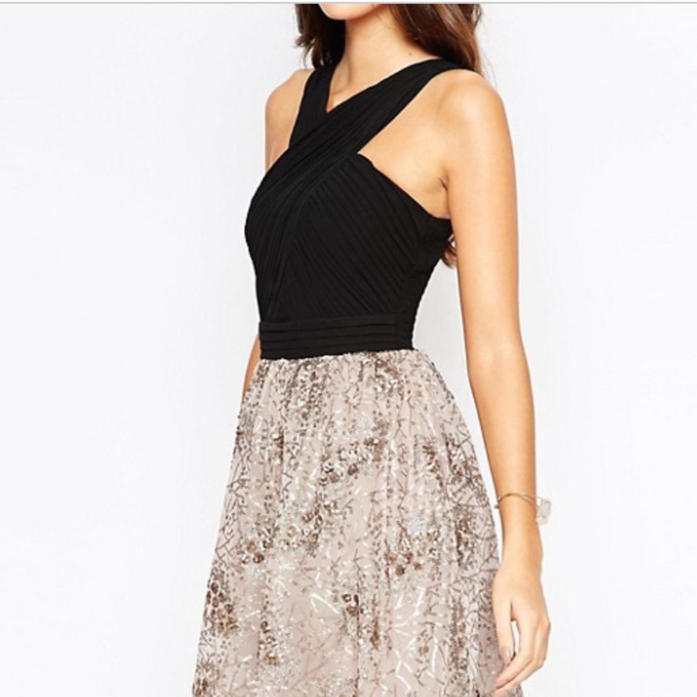 Asos Little Mistress Pleated Chiffon Dress