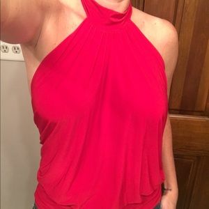 Red backless neck tie top