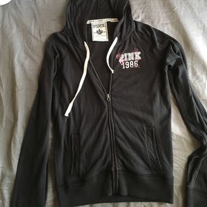 Small V.S. Pink black zip up