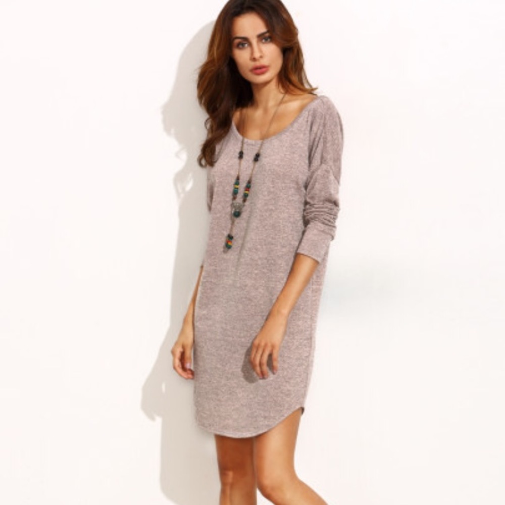 Low V Back Dropped Shoulder Dress