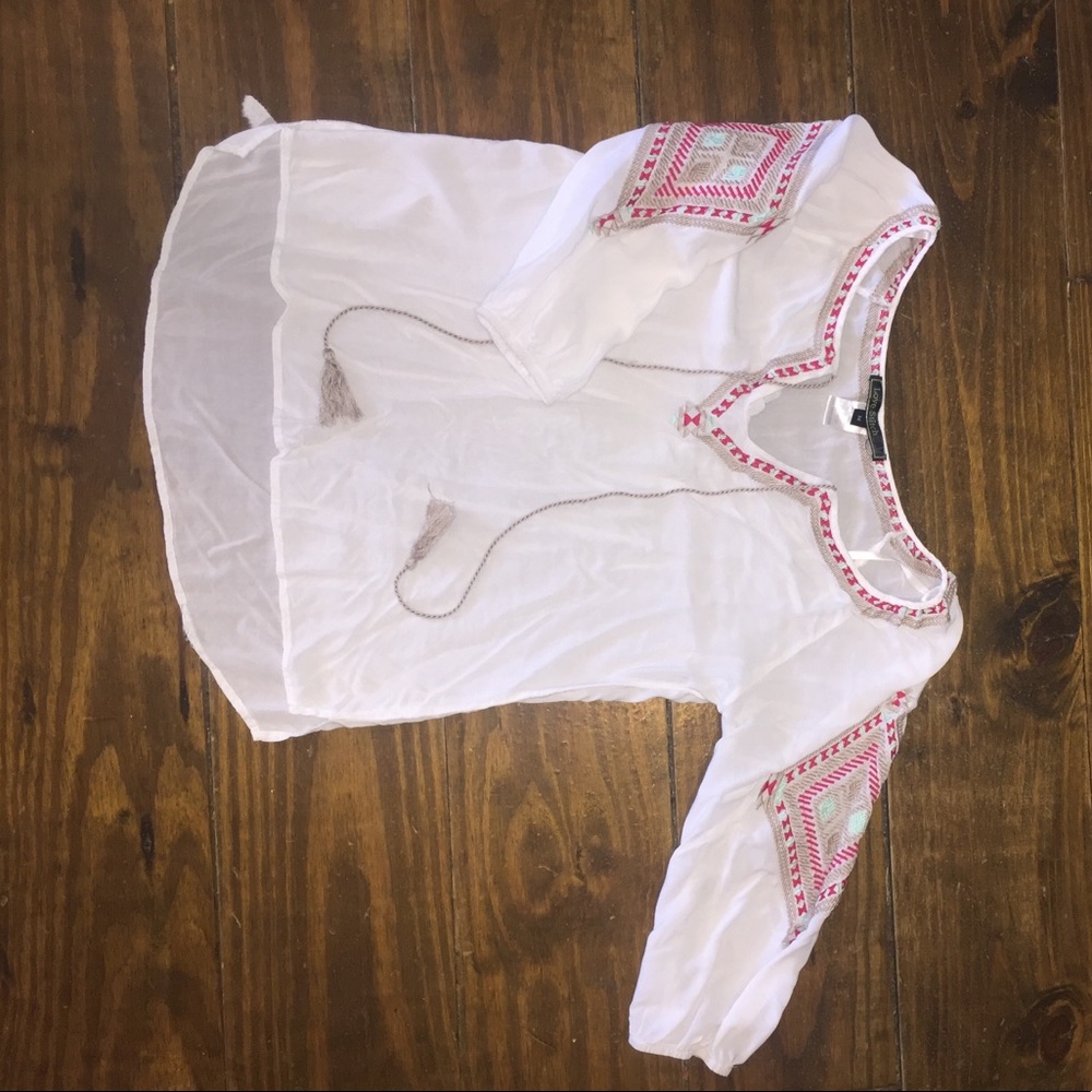 Red and mint colored western blouse