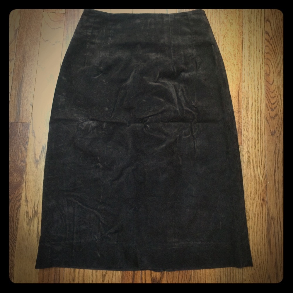 Brown suede pencil skirt