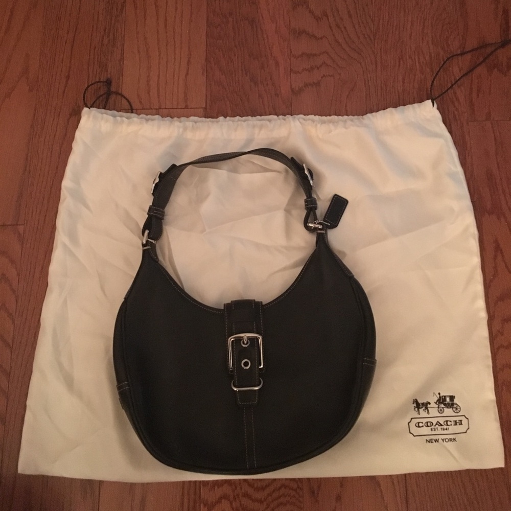 Authentic black leather Coach handbag