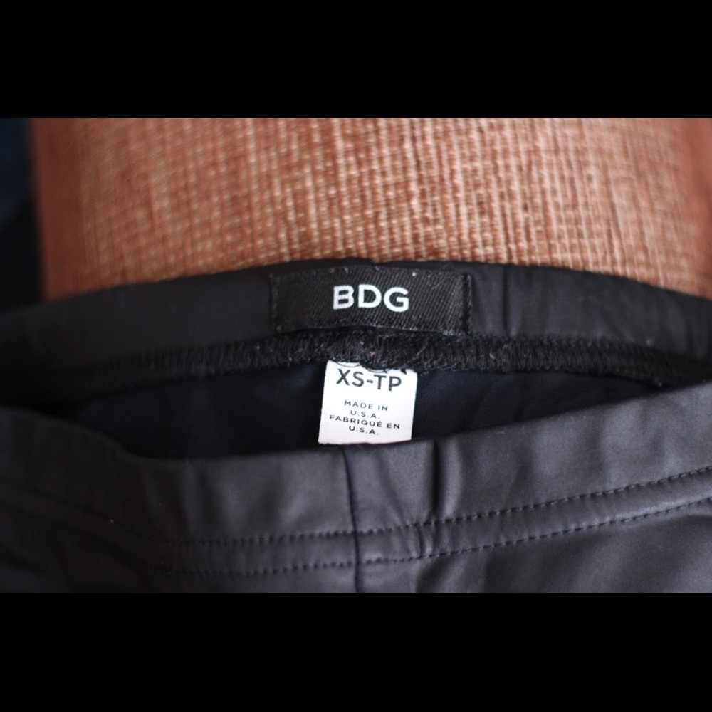 Faux leather leggings.