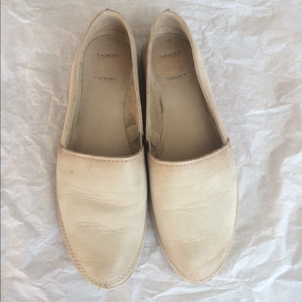 Cream Frye slip-ons 7M