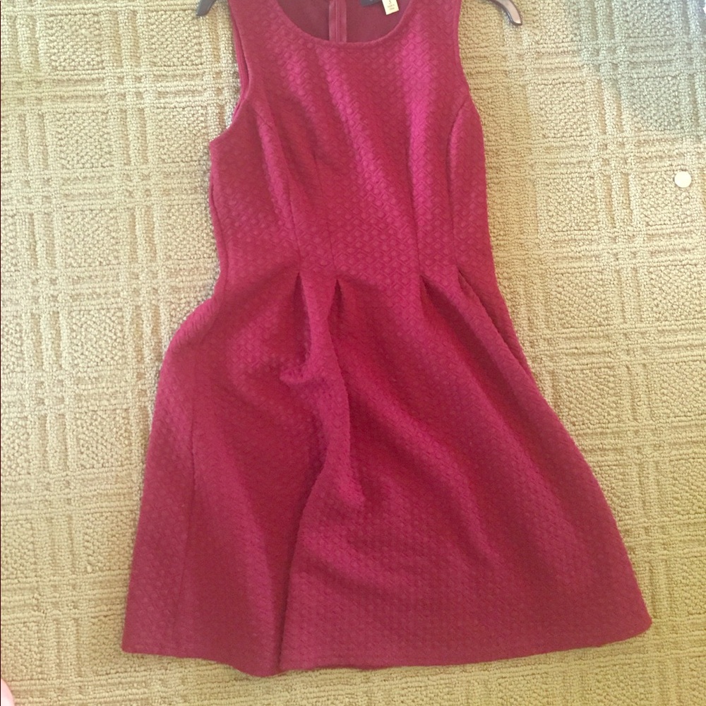 Red knit fit and flare skater dress