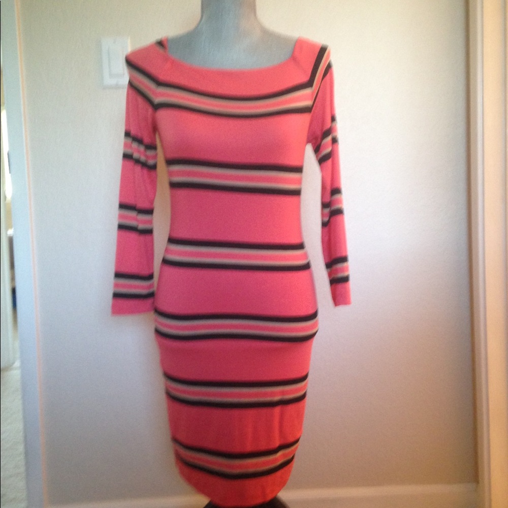 bebe Orange and black stripe dress