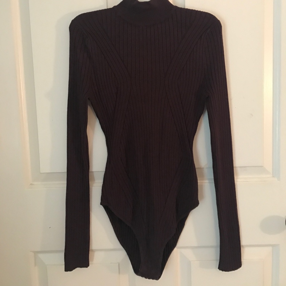 Burgundy Ribbed Body Suit
