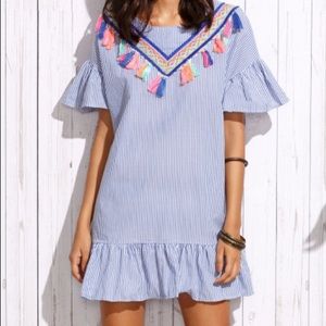 SheIn SheInside tassel ruffle striped dress