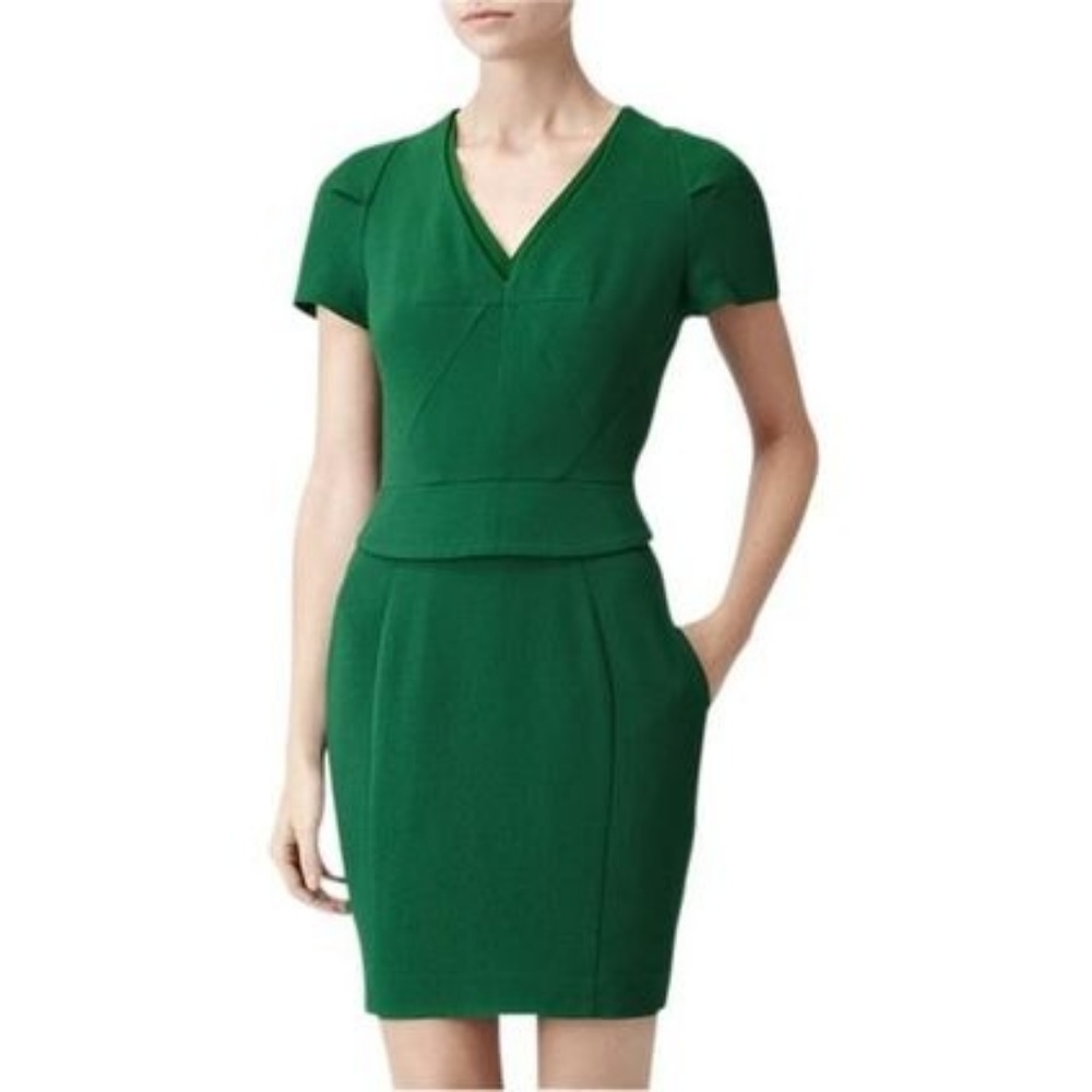 Reiss Emerald Double Peplum Dress