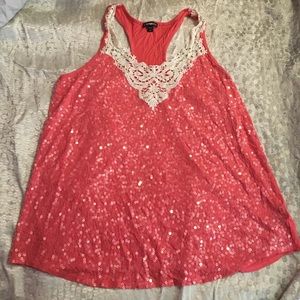 Express Sequined and Lace Tank