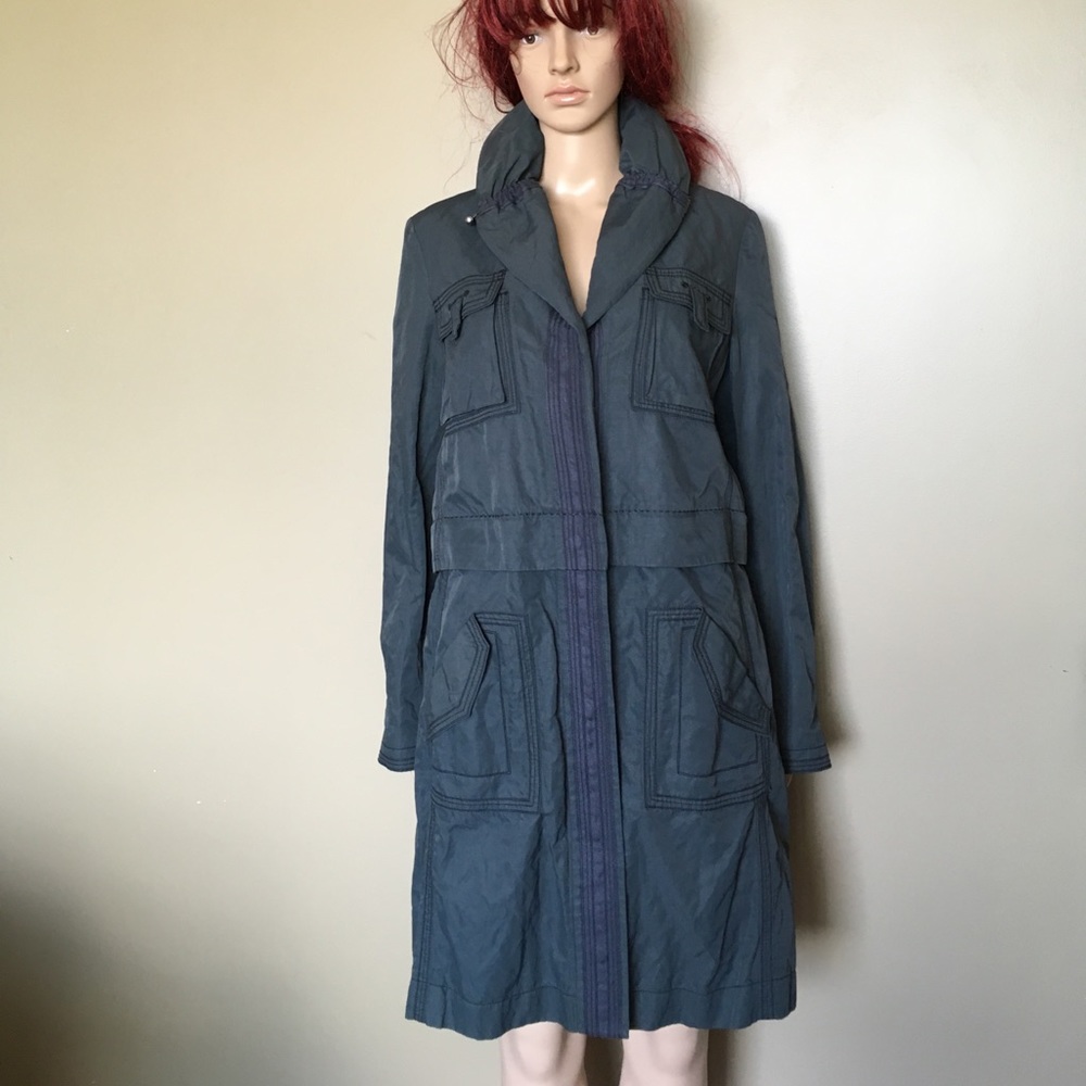 TAHARI teal long transformable jacket