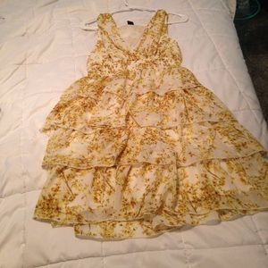 Yellow floral tiered dress