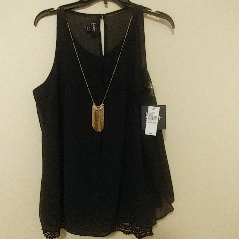 Black blouse with necklace attached size XL