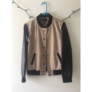 taupe/black bomber jacket