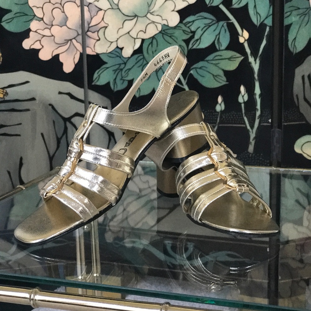 Vintage Gold Sandal 2" Heel