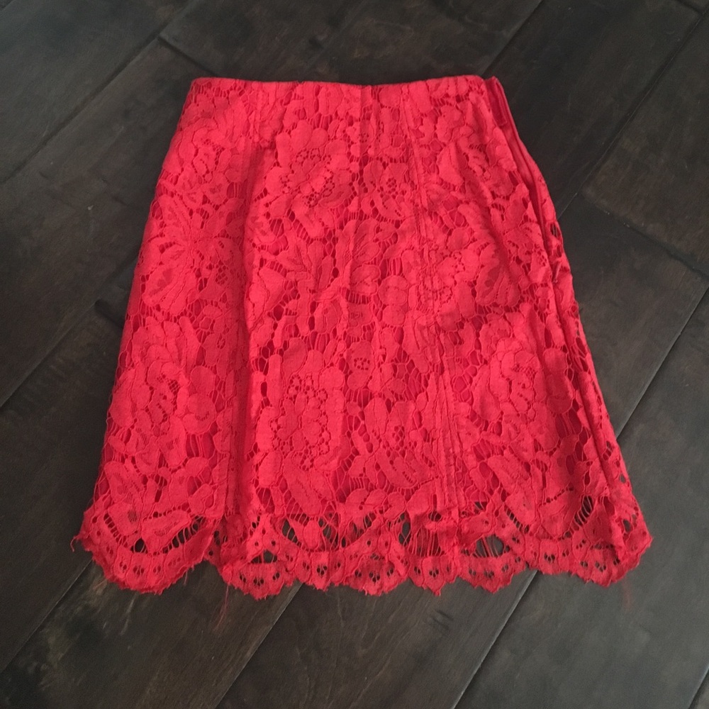 Sexy red lace skirt