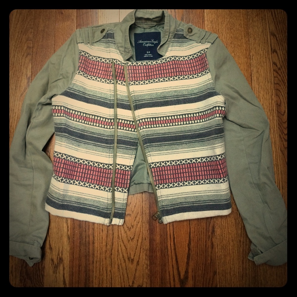 Embroidered moto jacket