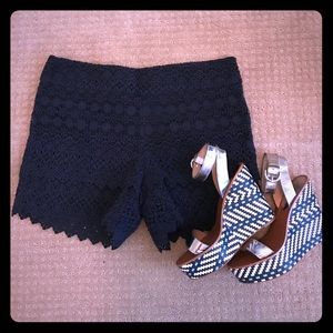 Loft navy embroidered shorts