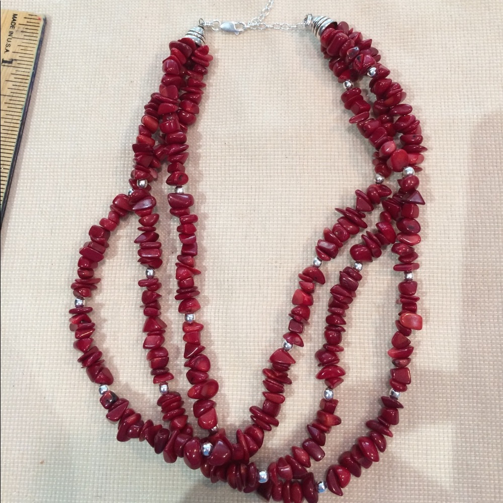 Red stone gem necklace