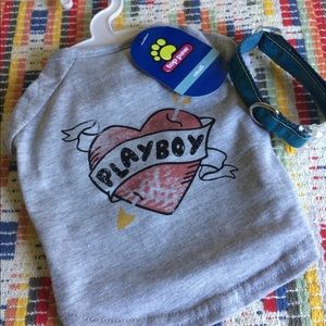 Small Dog tee and Blue Sparkle Collar- NWT
