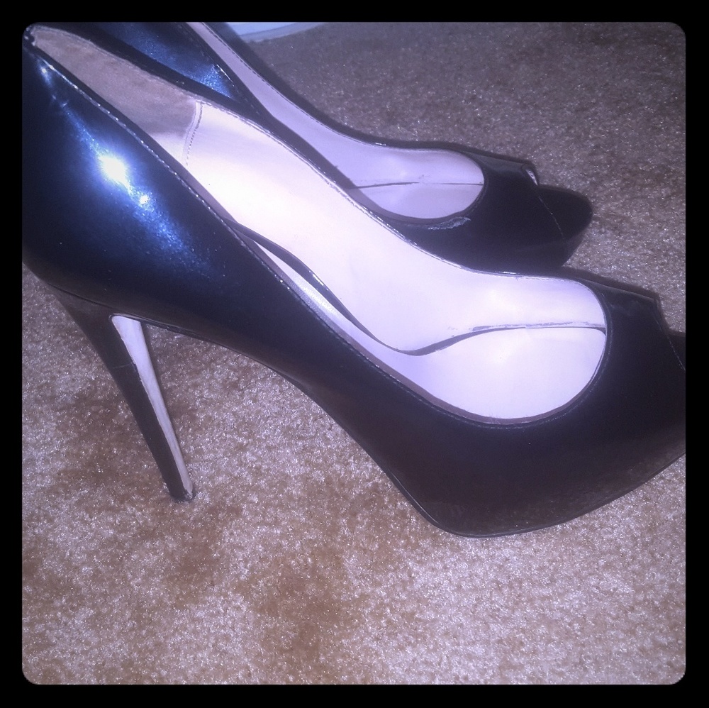 Black Patent Peep Toe Pump