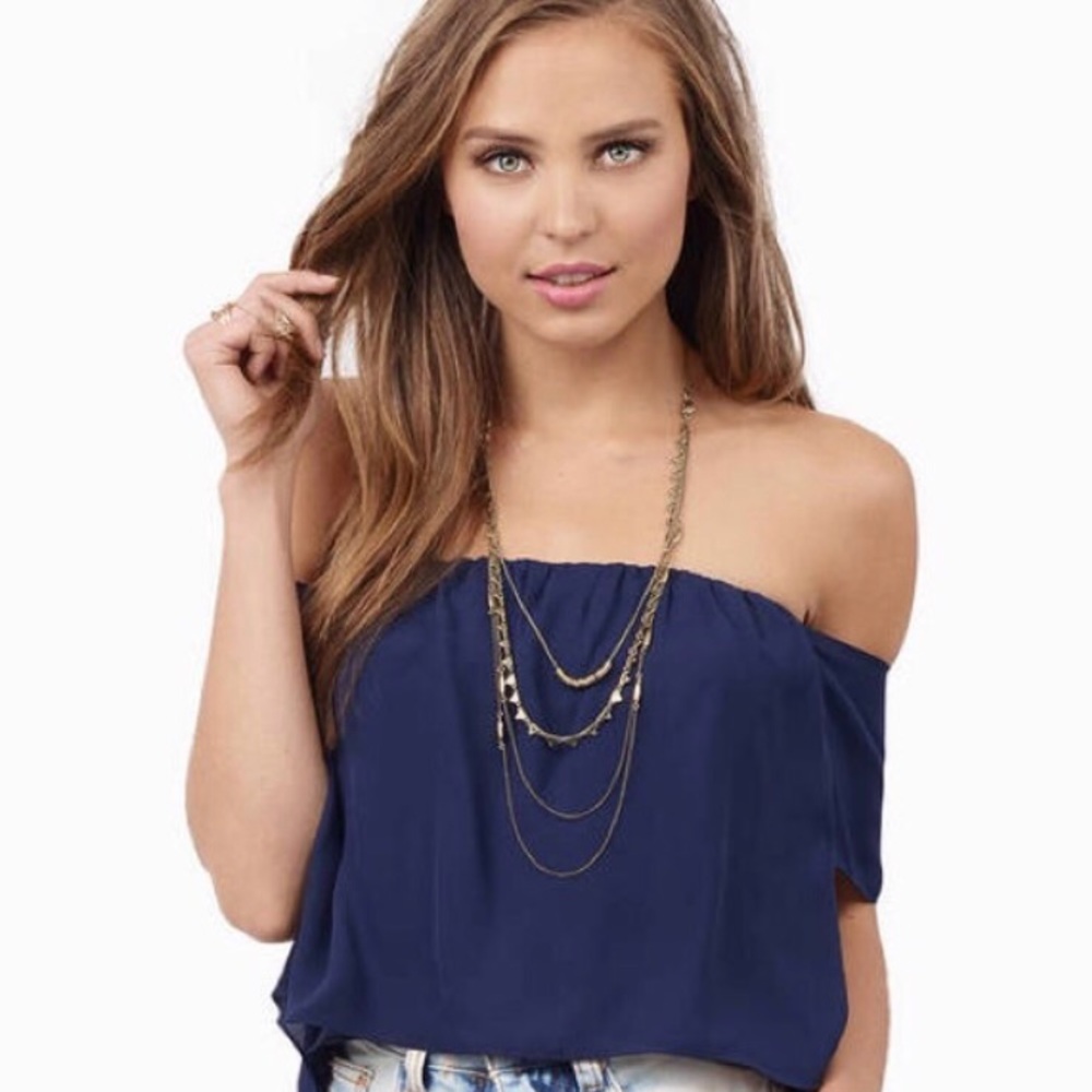 Tobi Navy off the shoulder top - S