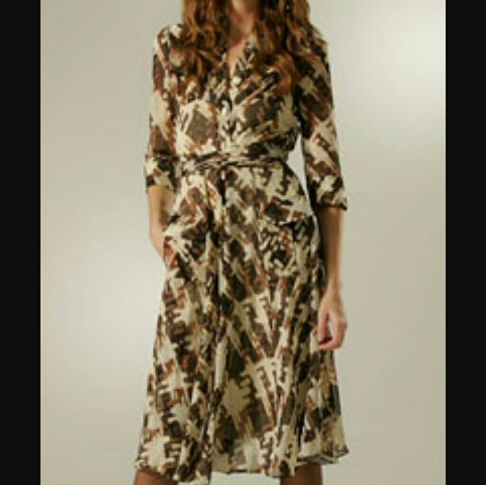 DVF Hillevi Shirt Wrap Silk Dress - Picture 1 of 8