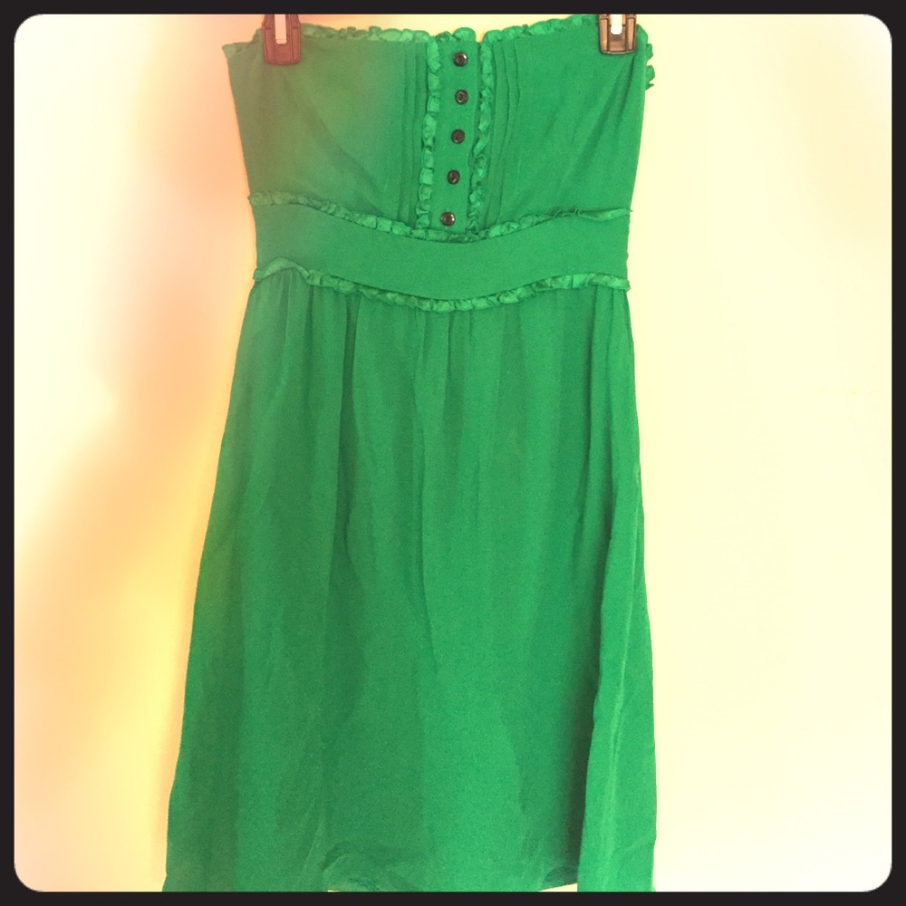 Beautiful kelly green silk strapless dress!