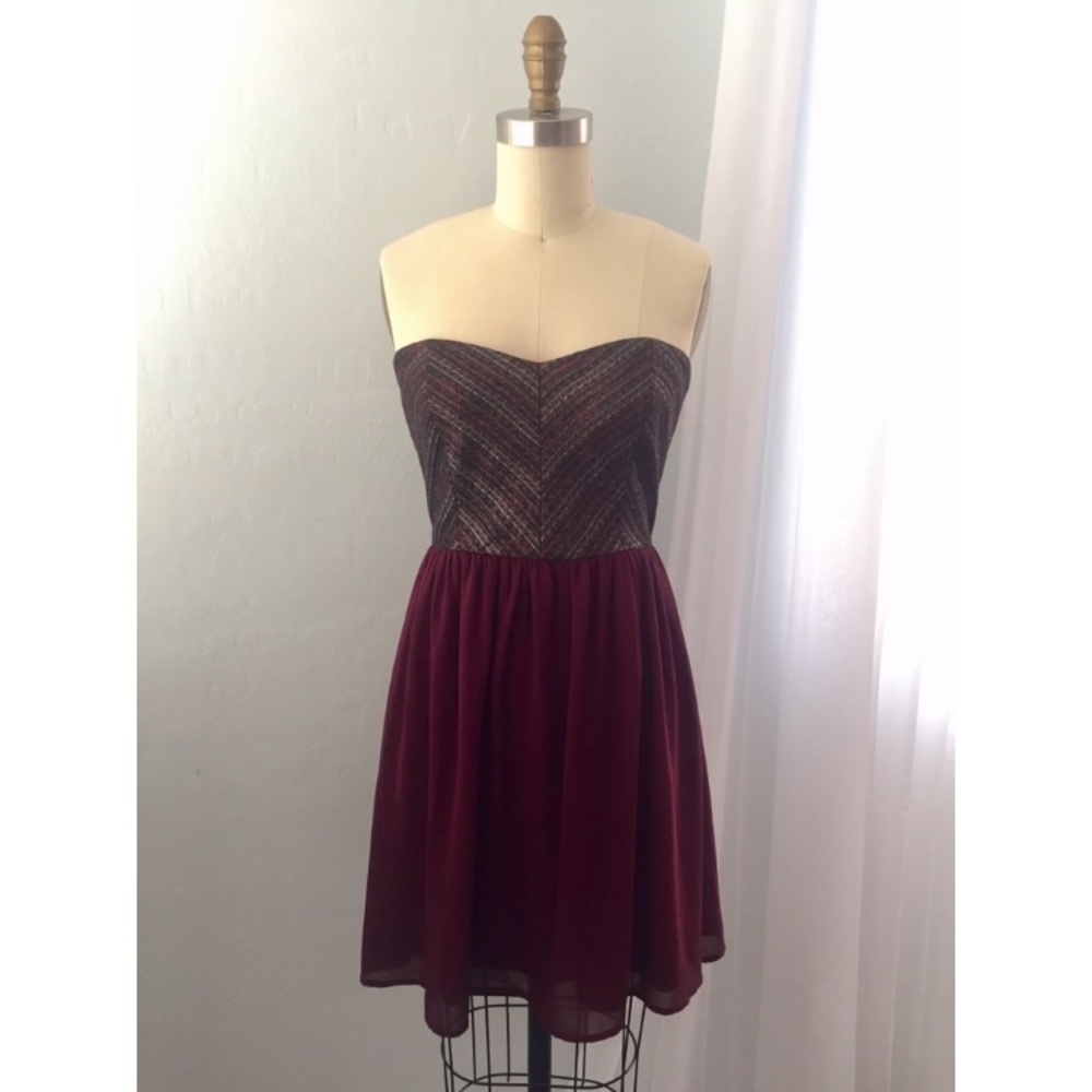 Metallic Strapless A-line Dress